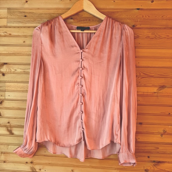 Banana Republic Tops - Banana Republic Blouse Pink Satin Long Sleeved Women's Sz Small Elegant Layering